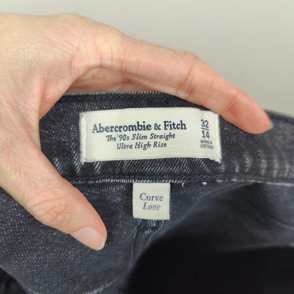 Abercrombie & Fitch 90s Slim Straight Jeans Womens 32 14 Black Curve Love - Picture 9 of 10